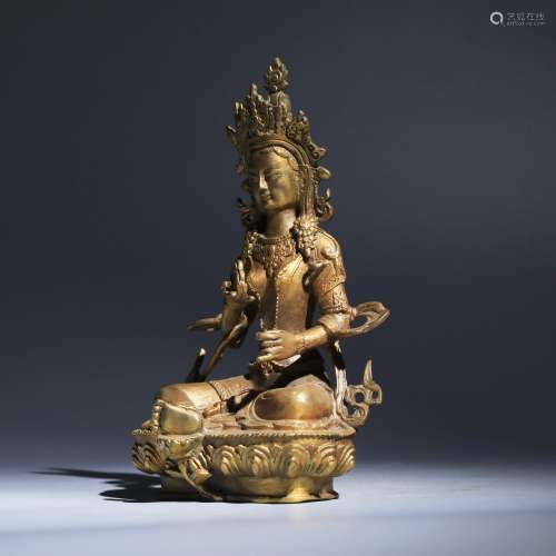 A gold-plated bronze ware Buddha Statue of Fortune