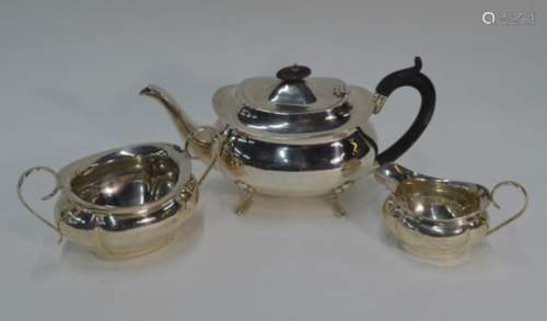 A heavy quality silver teapot of oblong form etc.