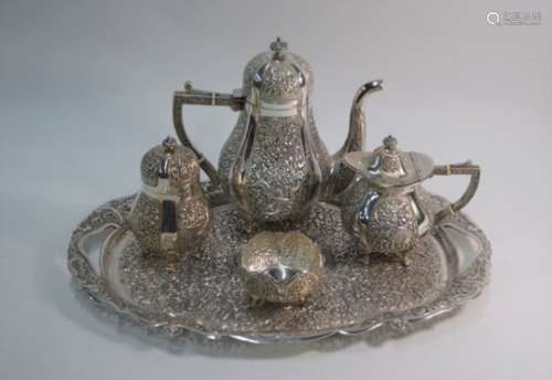 An Indian heavy quality white metal coffee service