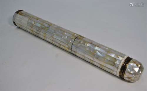 A Turkish Ottoman style mother-of-pearl calligraphers pen case