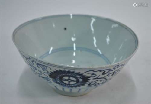 An 18th century Chinese provincial porcelain blue and white bowl