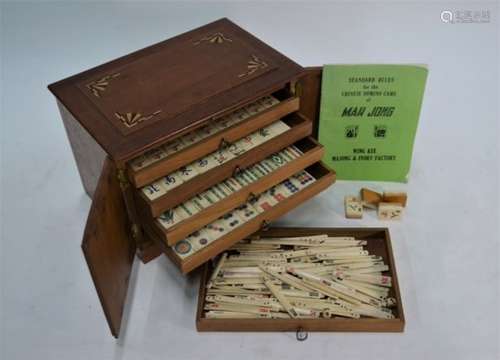 A Chinese bone and bamboo mahjong set