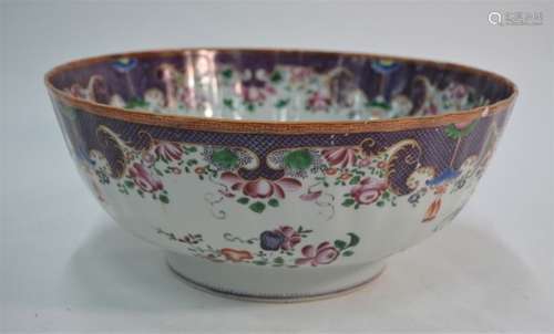 A late 18th century Chinese export porcelain famille rose punch bowl