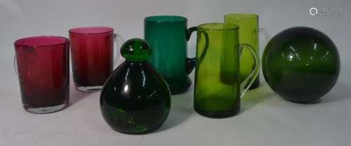 A small collection of 19th century coloured glass