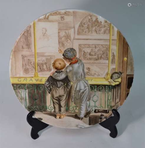 A Victorian Royal Worcester hand-painted circular plaque