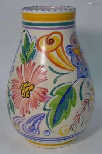 A Poole Pottery baluster vase decorated by Ruth Pavely