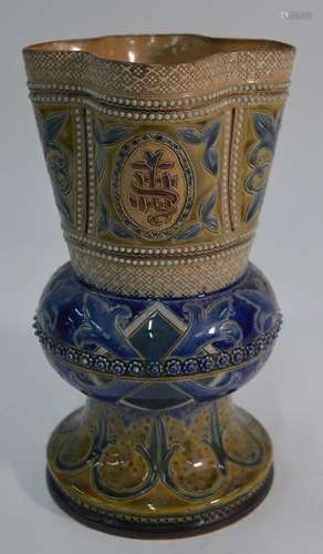 A Doulton Lambeth alter vase decorated by John Broad