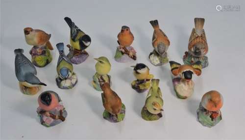 Fourteen Royal Worcester bird models