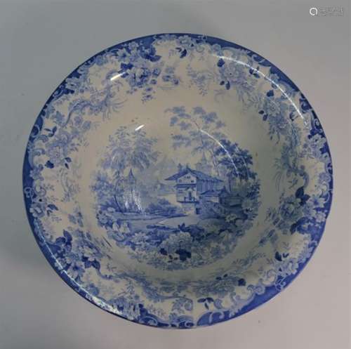 A 19th century blue and white transfer printed bowl