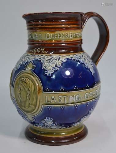 A Doulton Lambeth Queen Victoria Diamond Jubilee commemorative jug