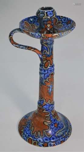 A Bursley Ware 'Benares' tall chamberstick