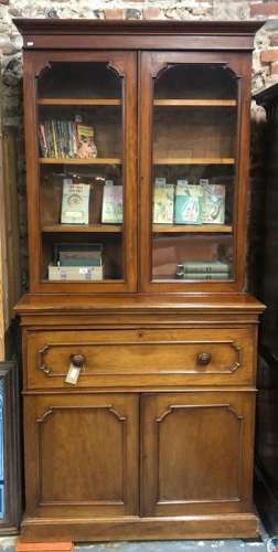 A late Victorian mahogany secretaire bookcase