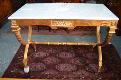 An 18th century style giltwood marble top console table