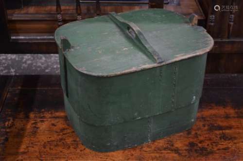 A 19th century green painted Shaker-style covered box