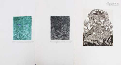 Robert Dogat, 3 etchings on paper.