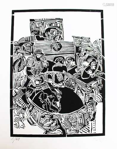 Artist 20th Century, Stage, linol cut on paper. 60…