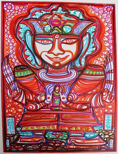 Asian Artist 20th Century, Goddess, felt pen on pa…