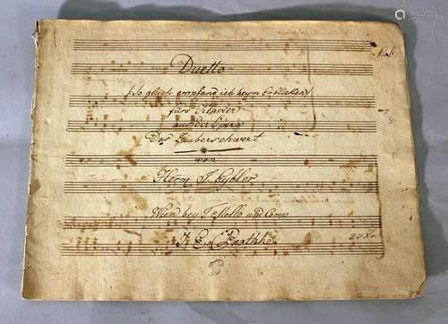 Music Manuscript, by J. Eybler, handwritten, 19th …