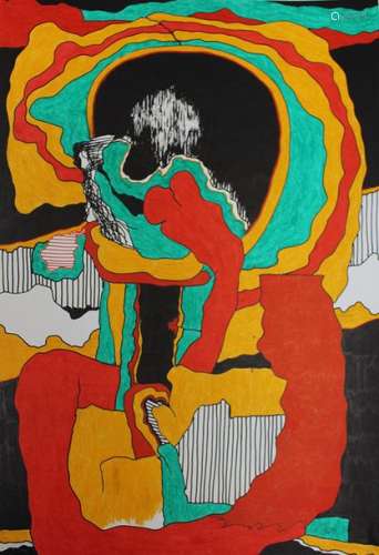 Artist around 1970, composition Indian ink and fel…