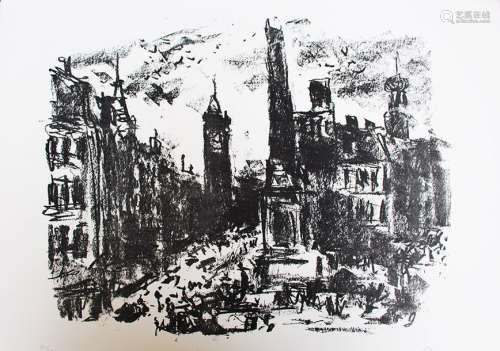 Hans Fronius (1903 1988), Town, lithography on pap…