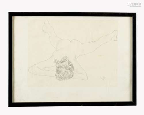 Hans Böhler (1884 1961), Nude girl; black chalk on…