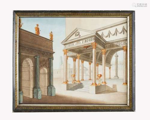 Italian around 1800, Architectural studies; waterc…