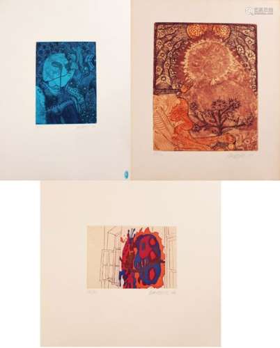 Artist 20th Century, three colour lithographs on p…