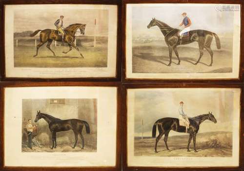 Four English engravings of sporting horses and win…