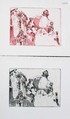 Jens 20th Century, two etchings on paper.