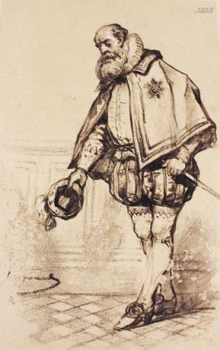 Spanish artist 19th Century, Gentleman, black chal…