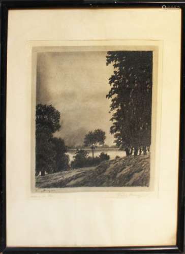 Franz Abony, 20th Century, Etching on paper; frame…