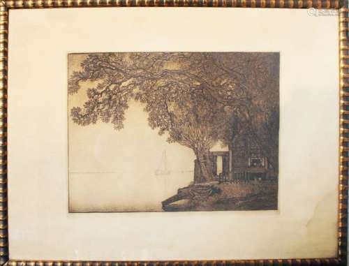 Artist 20th Century,Etching on paper, framed, unde…