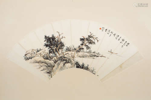 A Chinese Fan Painting, Kong Chaozong, Landscape