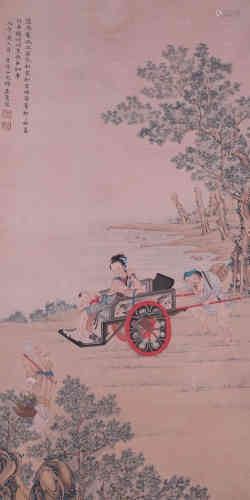 A Figural and Landscape Painting,Jiahui Miu mark