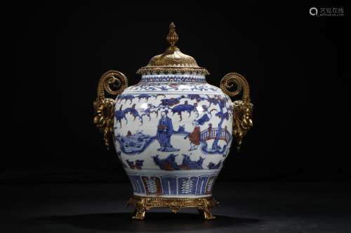 A Blue and White Glazed Porcelian Figural Jar