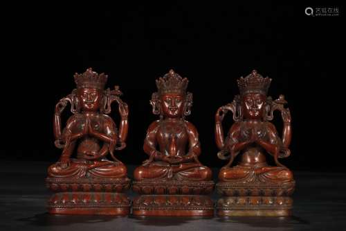 Three Pagodite Triratna Buddhas