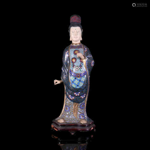 A Blue and White Cloisonne Avalokitesvara