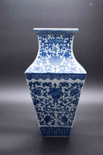 A Blue and White Squared Vase