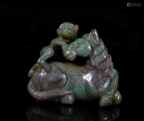 A Jadeite Ornament of Conferring a Dukedom on the Horse