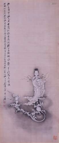 A Painting of Avalokitesvara , Zhang Daqian mark