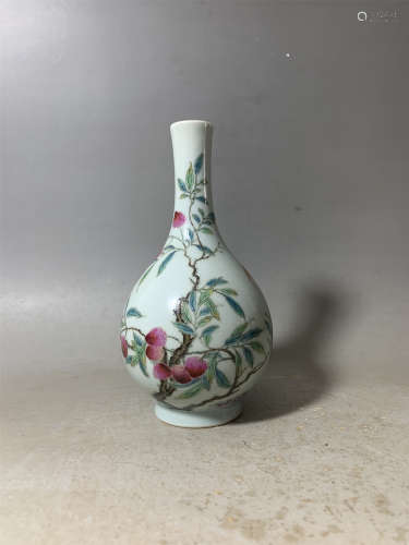 A Famille Rose Peaches Vase