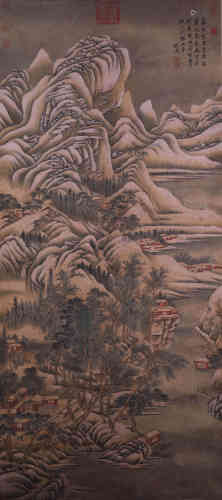 A Landscape and Figure Painting , Shen Zhou mark