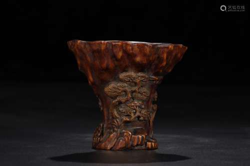 Agalloch Eaglewood Carving Story Horseshoe Cup