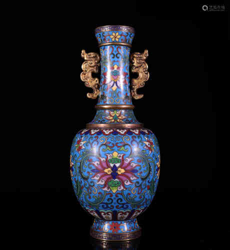 A Cloisonne Vase with Dragon Ears