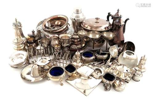 ΛA mixed lot, comprising silver items: a sugar cas…