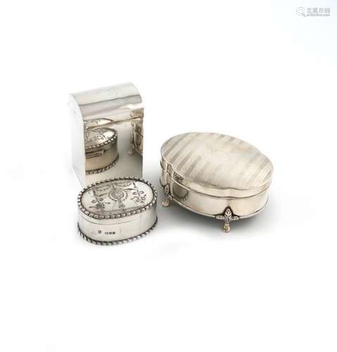 A small collection of three silver boxes, comprisi…