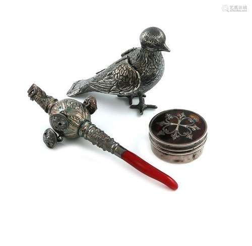 ΛA continental silver novelty pepper pot, with imp…