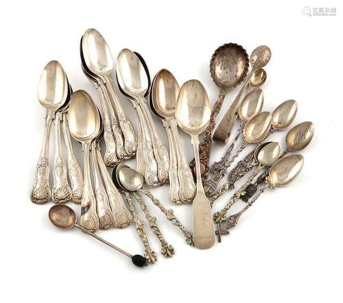 A mixed lot of silver flatware, comprising: a set …