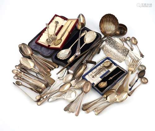 A mixed lot of silver flatware, various dates and …