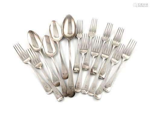 A mixed lot of silver Old English pattern flatware…